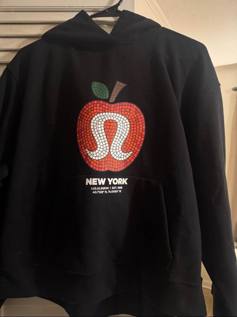 lululemon athletica Black Hoodie with Red Mosaic Apple Graphic